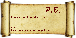 Panics Balázs névjegykártya